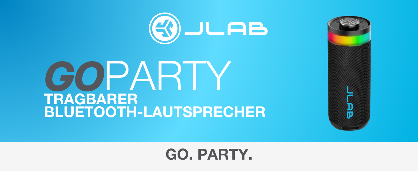 JLab Go Party: Портативна Bluetooth колонка з RGB підсвіткою, IP56 (10W, 16+ годин, Mulberry)