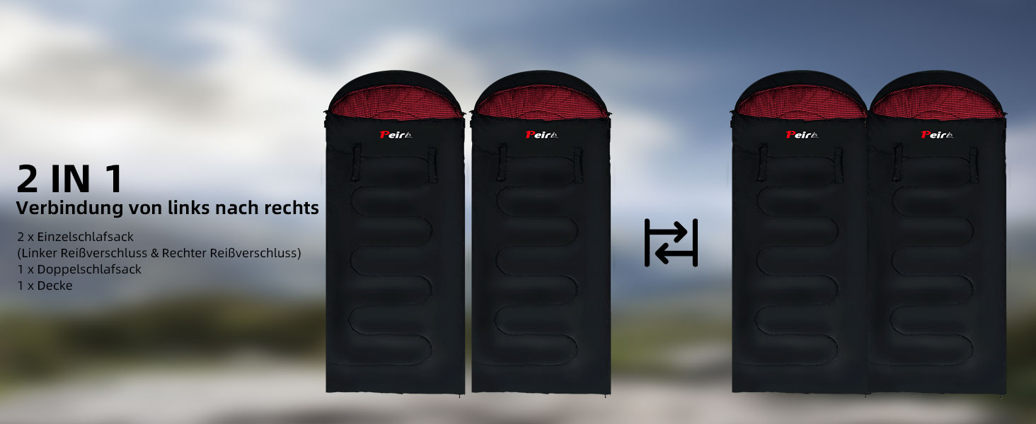 Спальний мішок для дорослих – широка прямокутна модель на 3 сезони з кишенею та сумкою для перенесення, 300 г/м² бавовна, водонепроникний, для кемпінгу, дому та відпочинку на природі, блискавка з правого боку