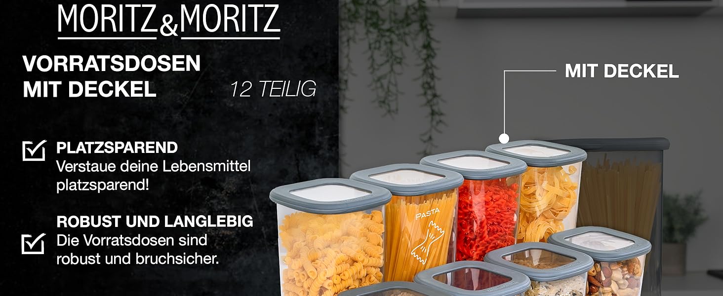 Набір контейнерів для зберігання продуктів Moritz & Moritz (12 шт) герметичні, для кухні, штабельовані, харчовий пластик