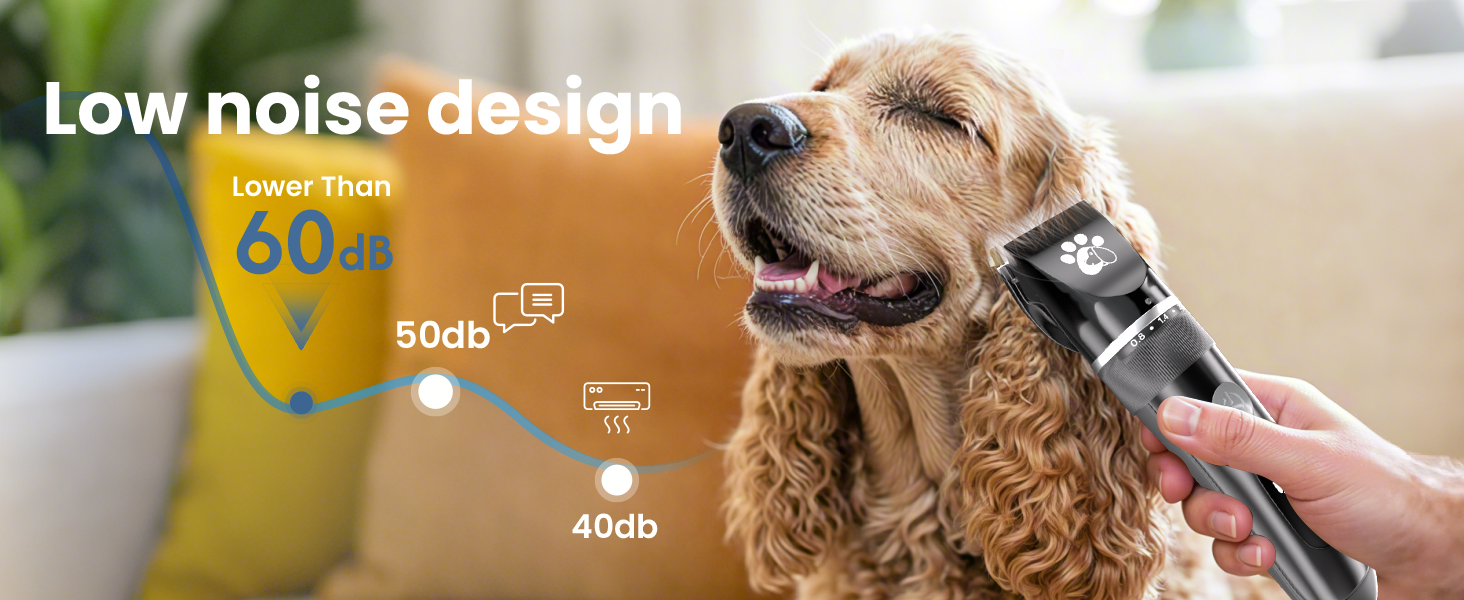 Професійний собачий триммер для собак та котів, бездротовий, 2 швидкості, LED-дисплей, IPX5, для собак та котів середніх та малих порід
