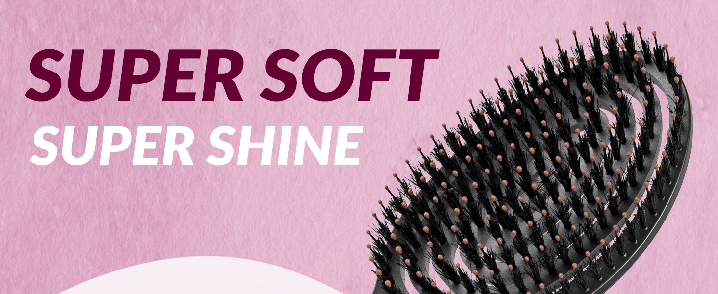Щітка для волосся marQus Bio з щетиною дикого кабана без заплутування - розпушувач з подвійною спіральною пружиною - професійна щітка для розчісування всіх типів волосся, екологічні матеріали - для мокрого та сухого волосся, блиск, об'єм, Blush Blush-Shine