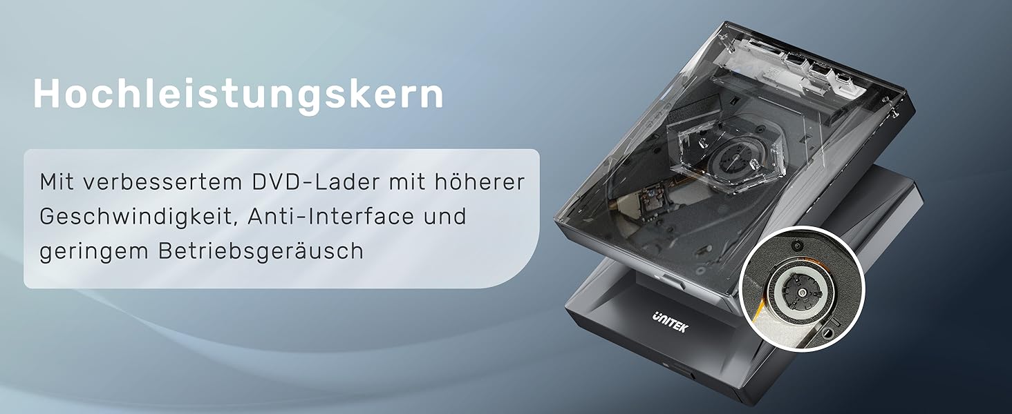 Зовнішній CD/DVD привід UNITEK USB-C/USB 3.0 з картридером SD та USB-хабом, портативний DVD-плеєр та записувач CD-ROM для ноутбука, ПК, Windows, Linux, macOS, чорний