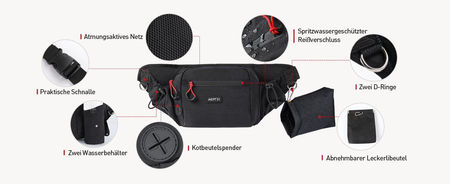 Сумка для ласощів та корму для собак AGPTEK, поясна сумка для прогулянок, подорожей та активного відпочинку