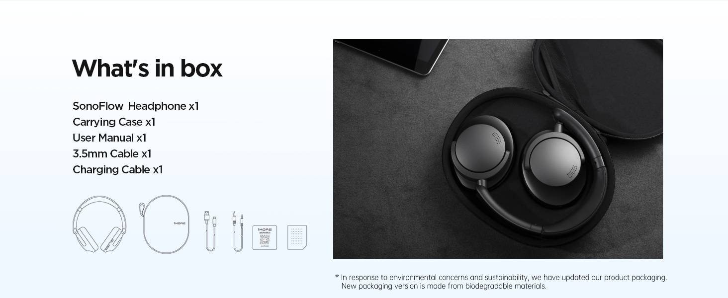 Навушники 1MORE SonoFlow з активним шумозаглушенням, Bluetooth, LDAC, 70 годин, Over-Ear (Чорний)