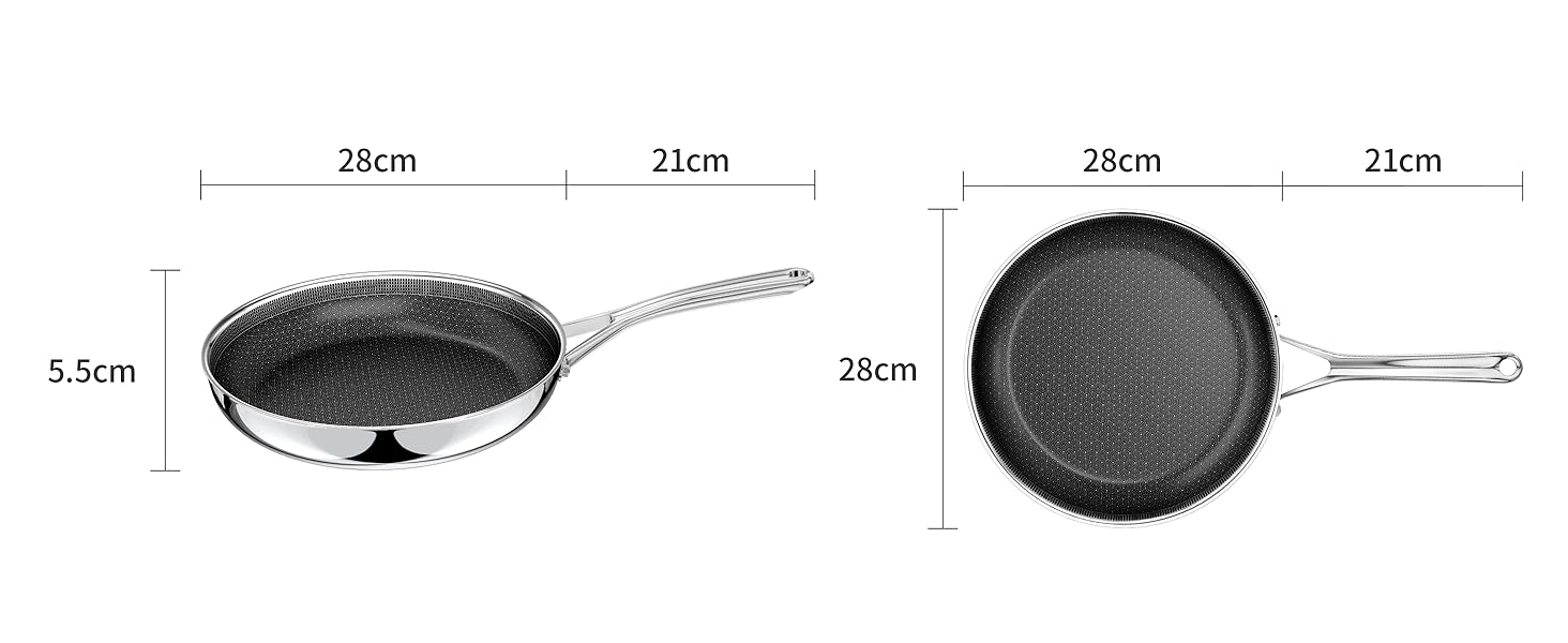 Сковорода керамічна Innerwell 28 см з нержавіючої сталі, антипригарна, без PFAS/PFOA/PTFE, для індукційних, газових та електричних плит, придатна для духовки та посудомийної машини