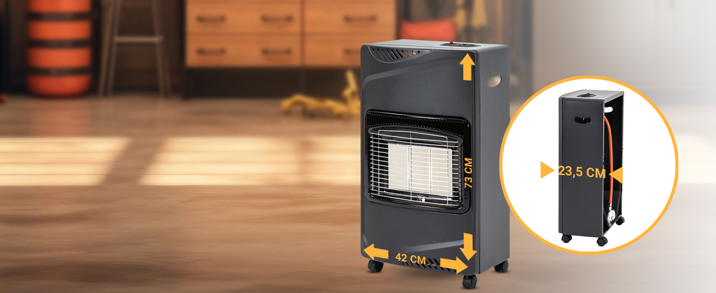 Газовий обігрівач Heidenfeld Inferno GH100 | 3 роки гарантії, 4200 Вт, для приміщень, газ до 15 кг,(Газовий балон не входить у комплект)