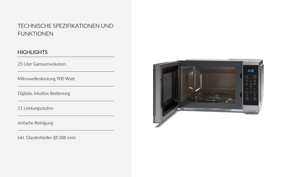 Мікрохвильова піч SHARP YC-MS252AE-B: 25 літрів, 900W, цифровий дисплей, срібна