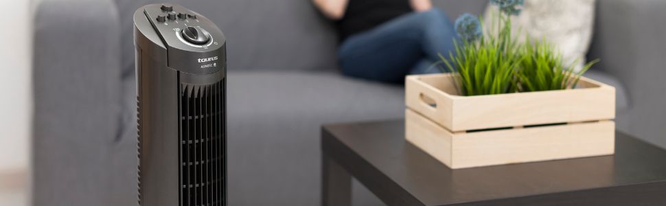 Вентилятор Taurus Babel RCH з пультом керування, 50 Вт, 86 см, 4 швидкості, 3 режими, таймер 9 годин, осциляція, сенсорне керування, сірий