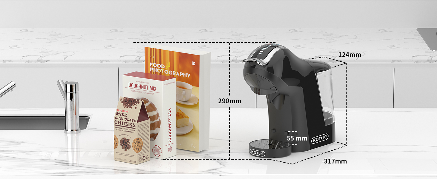 Кавомашина KOTLIE 5-в-1 для капсул, меленої кави та ESE (44 мм), чорна (EM-308A)