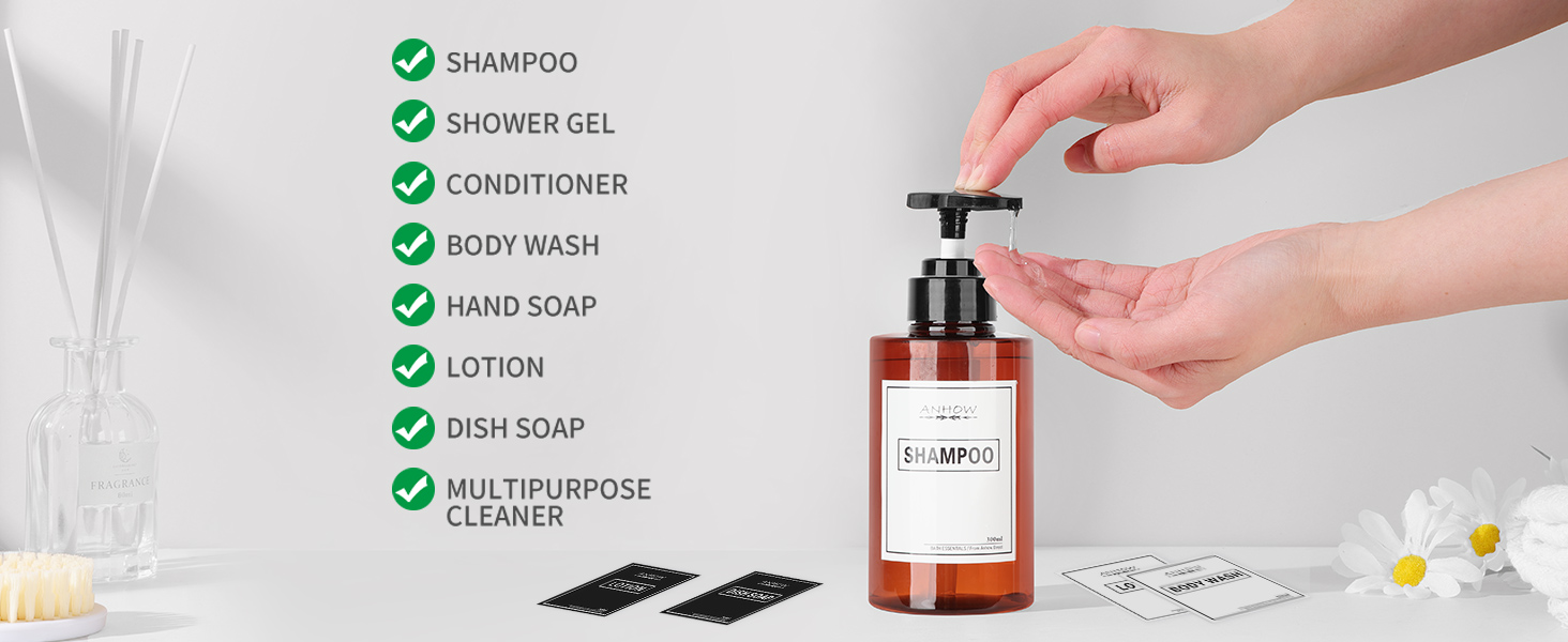 Набір дозатора мила для стін 4er, 300 мл, сірий. Дозатор мила без свердління, набір з 12 етикеток для душу/кухні/ванної кімнати