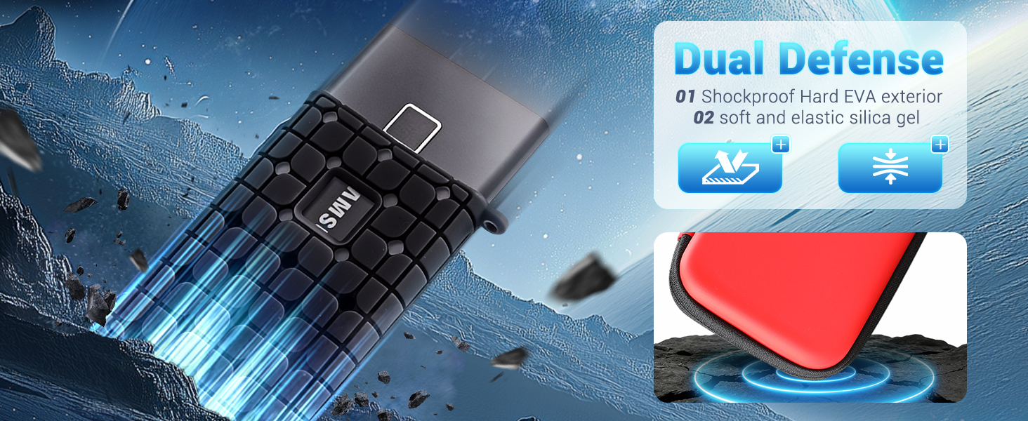 Чохол ProCase для SSD Samsung T7/T7 Touch (500GB/1TB/2TB) - ударостійкий, з силіконовою вставкою, червоний