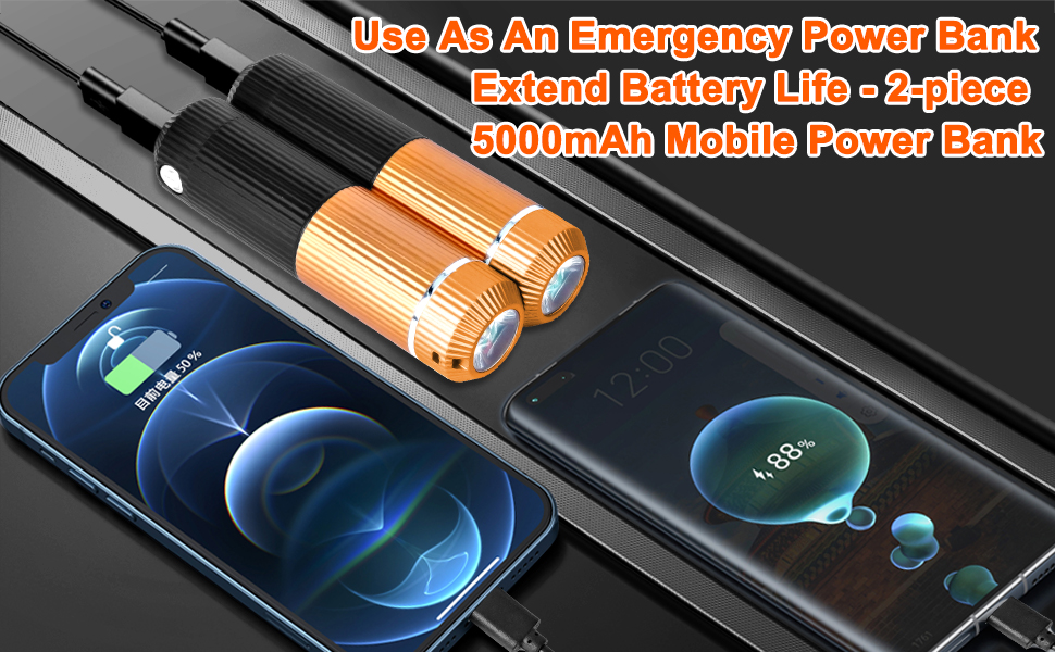 Електричний підігрівач для рук, багаторазовий, 2 шт., 10000mAh, USB, магнітний дизайн, для зими, подарунок, Outdoor, кемпінг (Чорний-Помаранчевий)