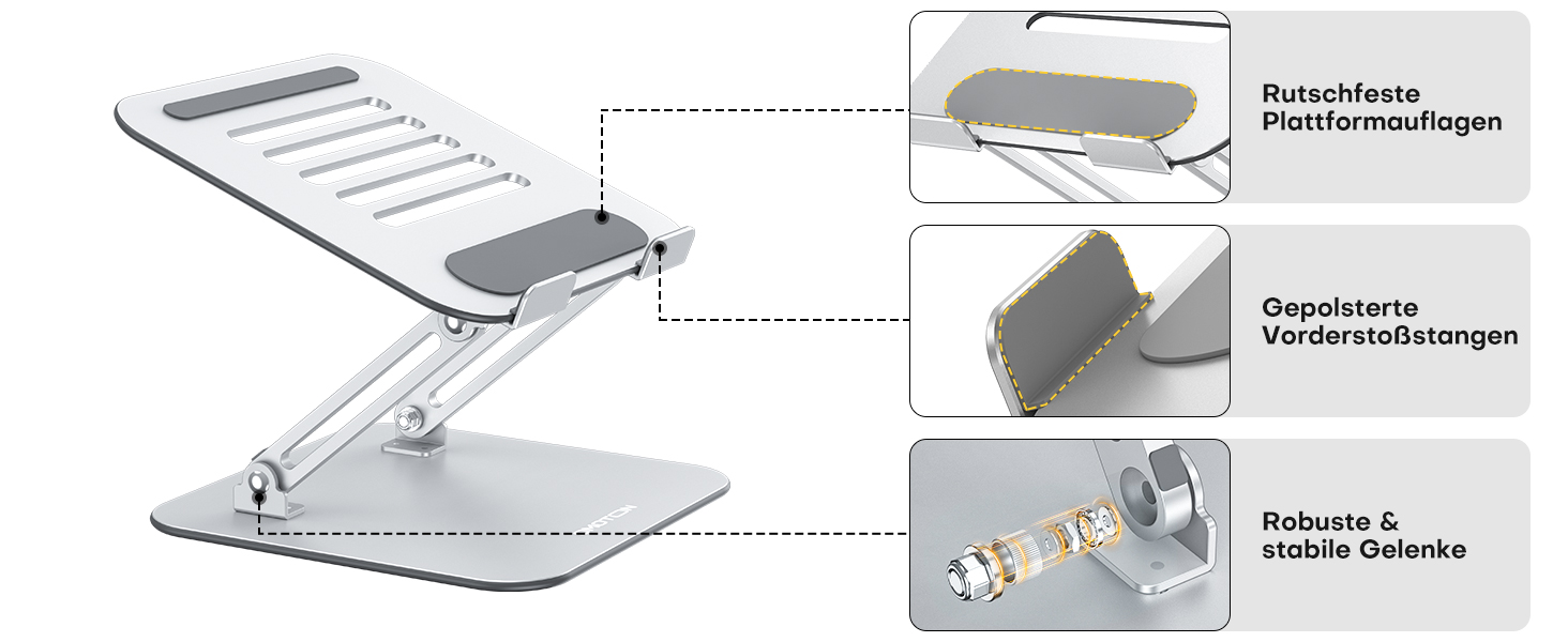 Підставка для ноутбука OMOTON LA11, регульована висота, складна, з вентиляцією, для MacBook Air Pro та ноутбуків 10-17.2