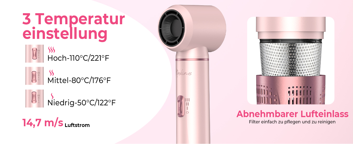 Мультистайлер для волосся 5 в 1 Atopskins Air Styler 1000W: фен-щітка, вирівнювач та плойка для сушіння, завивки та гладкого волосся, колір Creamrosa
