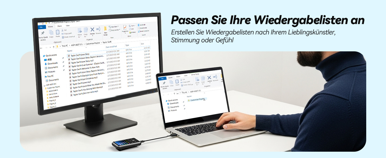 MP3 плеєр AGPTEK 64GB з кліпсою для спорту, Bluetooth 5.3, 1.8