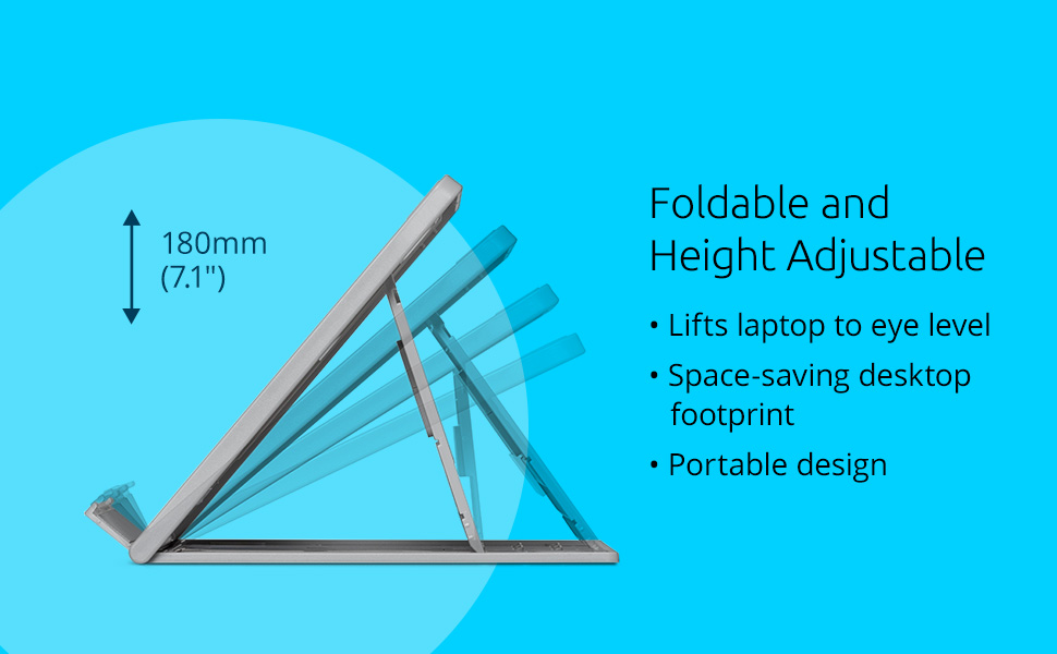 Підставка для ноутбука Kensington EasyRiser Go: регульована висота та кут, вентиляційні отвори, антиковзаючі накладки (до 17 дюймів)