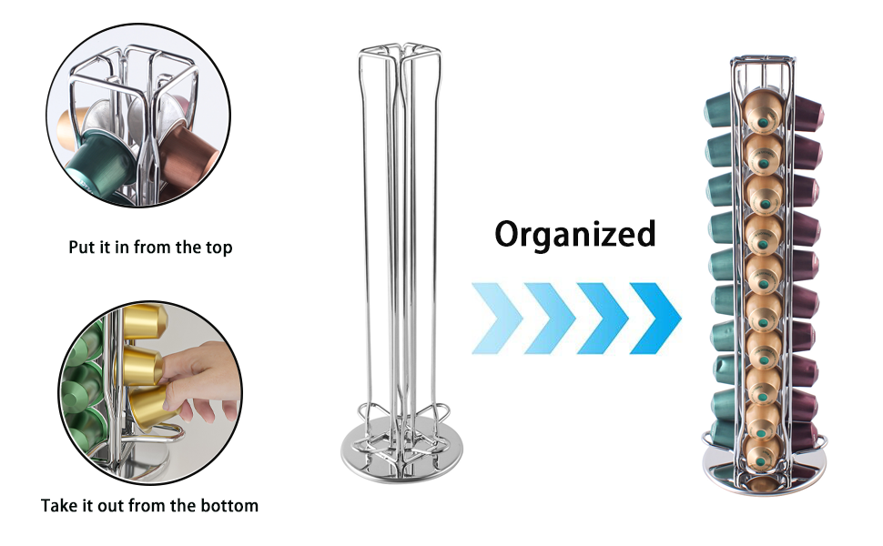 Тримач для капсул Nespresso Sevenline, органайзер на 40 капсул, срібляний