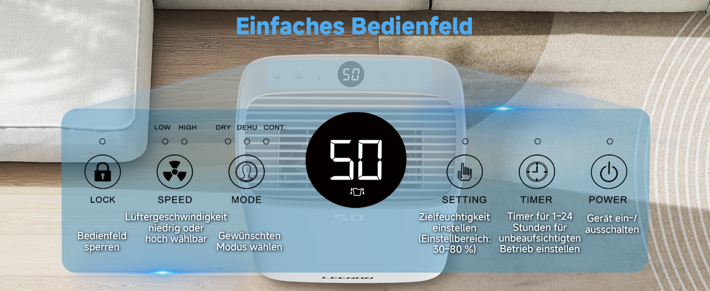 Електричний осушувач повітря 25L з таймером, фільтром та захистом від дітей. Економний, проти цвілі та вологи.