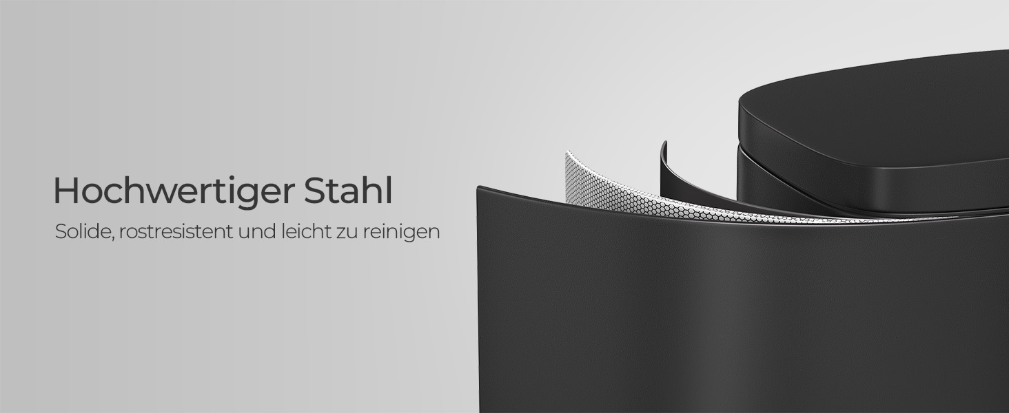 Відро для сміття SONGMICS 30 л, сталеве, з м'яким закриттям, з внутрішнім відром, чорне