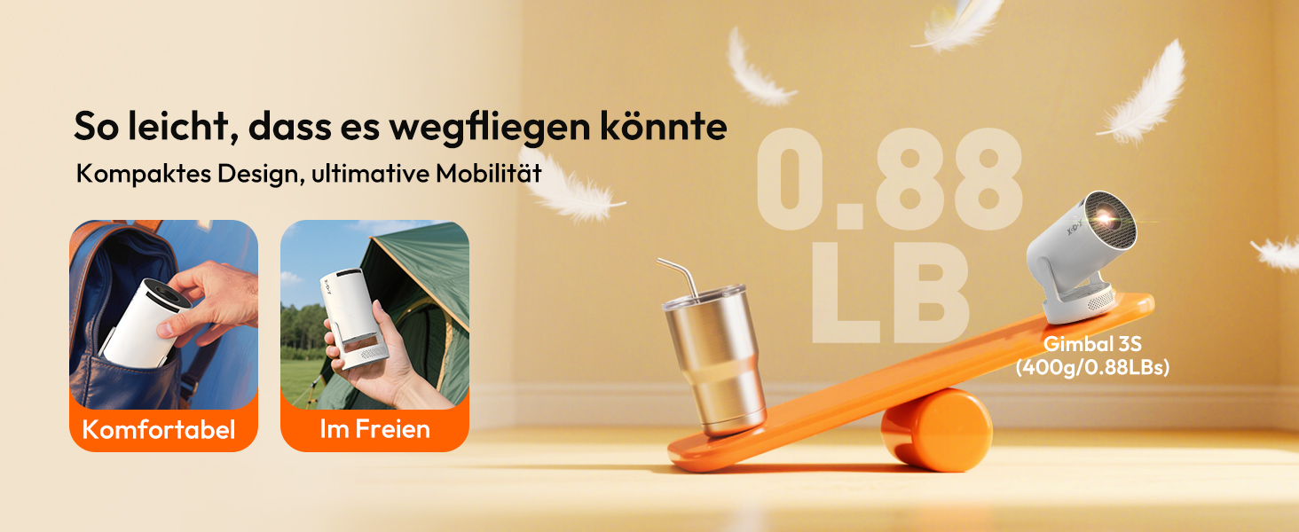 Портативний проєктор Xgody Gimbal 3: 12000 Люмен, Android 11.0, WiFi 6, Bluetooth, 720P HD (підтримка 4K)