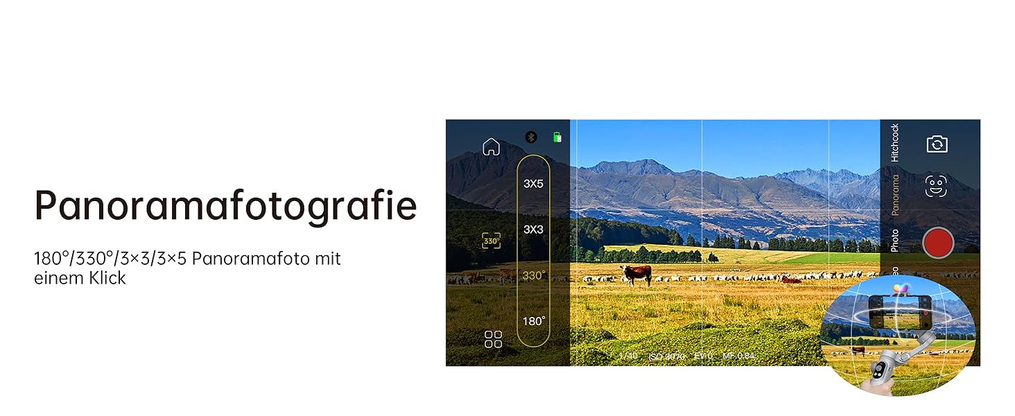 Стабілізатор для смартфона AOCHUAN 3-осьовий з RGB-підсвічуванням, для iPhone/Android, з функцією трекінгу обличчя, комплект Smart X Pro (Сірий)