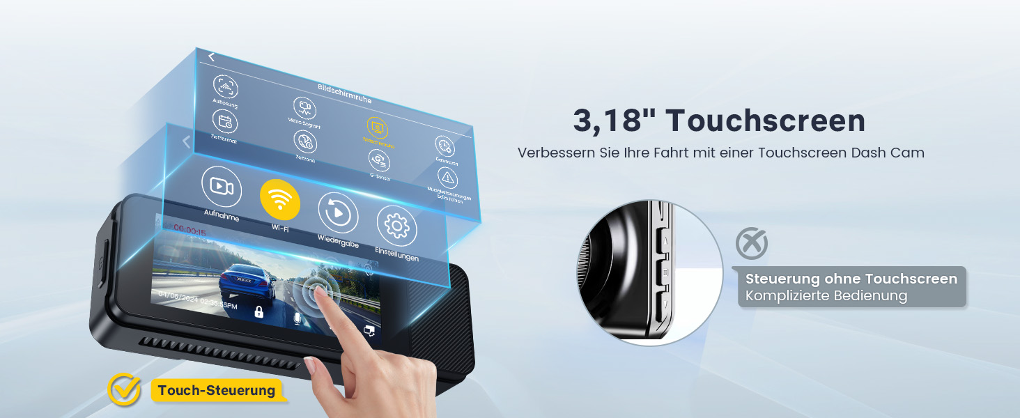 Відеореєстратор GKU Dashcam Auto: 4K/2.5K, GPS, Wi-Fi, Dual, 64GB, Паркування, WDR, 170° Кут огляду, G-сенсор, Loop, Макс. 256GB, Чорний