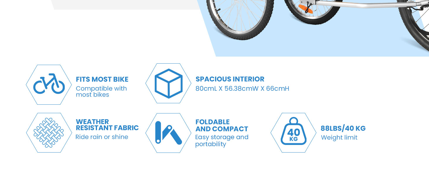 SEPNINE® Причіп для собак на велосипеді XL, 2-в-1: причіп та візок для бігу, з відбивачами та гальмом, матеріал 600D Oxford Canvas, максимальне навантаження 40 кг, помаранчевий (жовтогарячий)