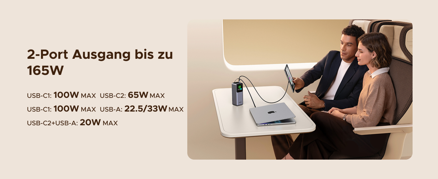 Power Bank UGREEN Nexode 20000mAh, 165W, Кабель 65см, Сумісний з iPhone, Galaxy, MacBook, Dell