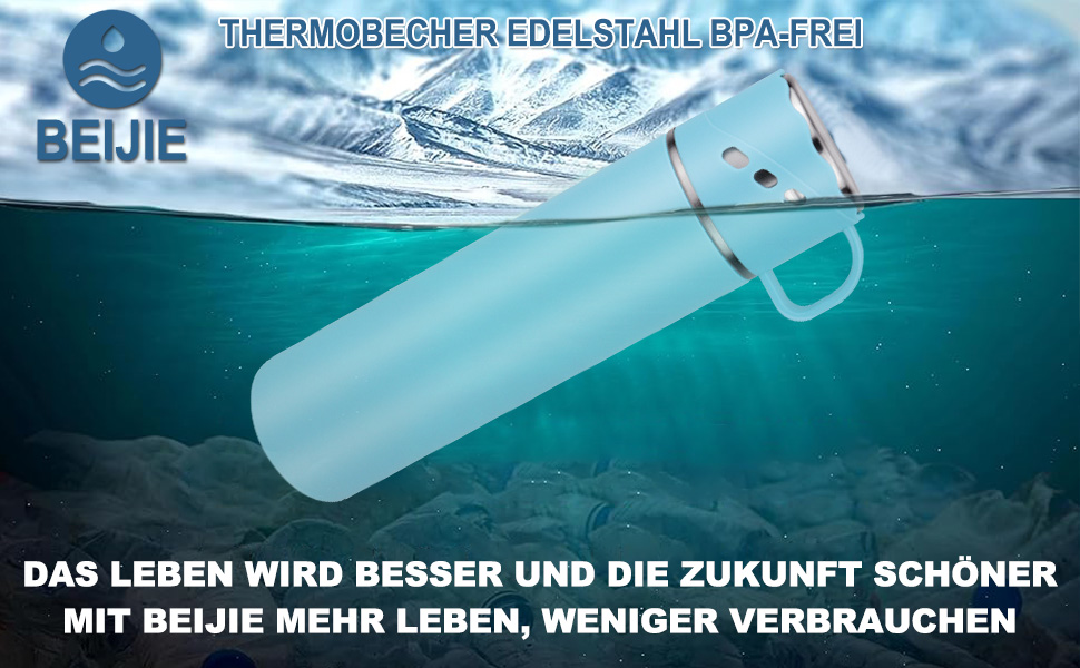 Термос з нержавіючої сталі 550 мл - термос-пляшка без протікань з чашкою та ручкою, вакуумний термокухоль 12 год гаряче / 12 год холодне, неслизький келих для кави в дорозі для спорту, роботи, школи, авто (Блакитний)