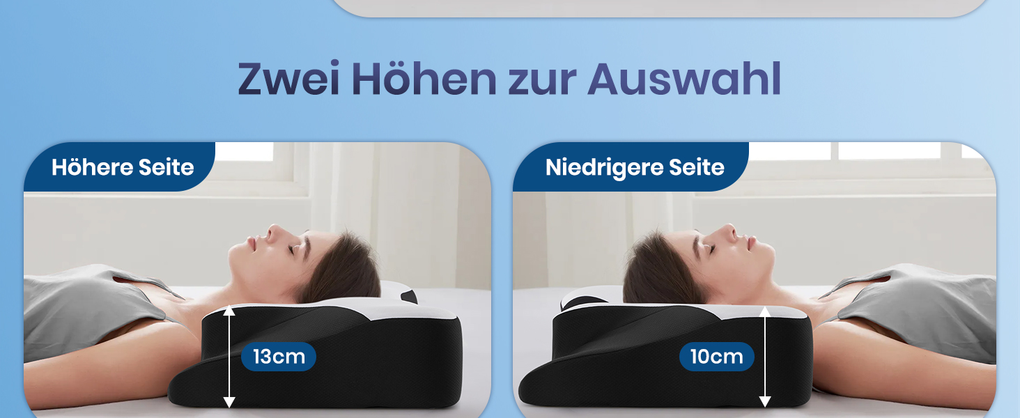 Подушка для шиї DONAMA для сну, ергономічна подушка для тих, хто спить на боці, спині та животі з знімним та пральним чохлом (Чорно-біла, 66x37x13 см)
