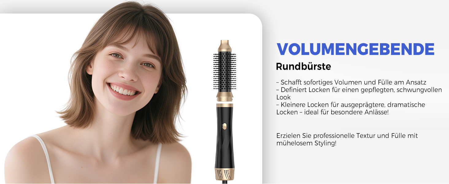 Airstyler 5 в 1: Фен-щітка, плойка, круглі щітки, випрямляч. 1000W, 3 температурні режими. Для об'єму, випрямлення, локонів та сушіння волосся. Чорний/Рожевий