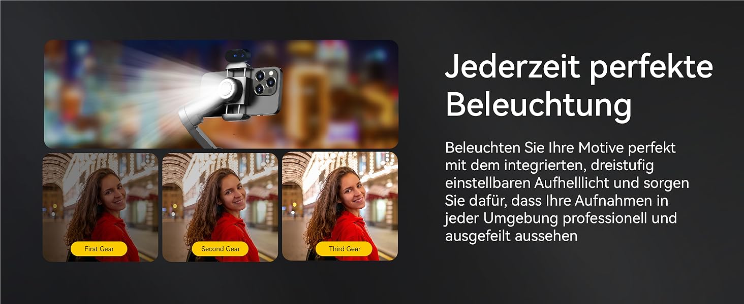 Стабілізатор для смартфона AOCHUAN 3-осьовий з RGB-підсвічуванням, для iPhone/Android, з функцією відстеження обличчя, для зйомки Vlog (Smart X Pro AI, Чорний)