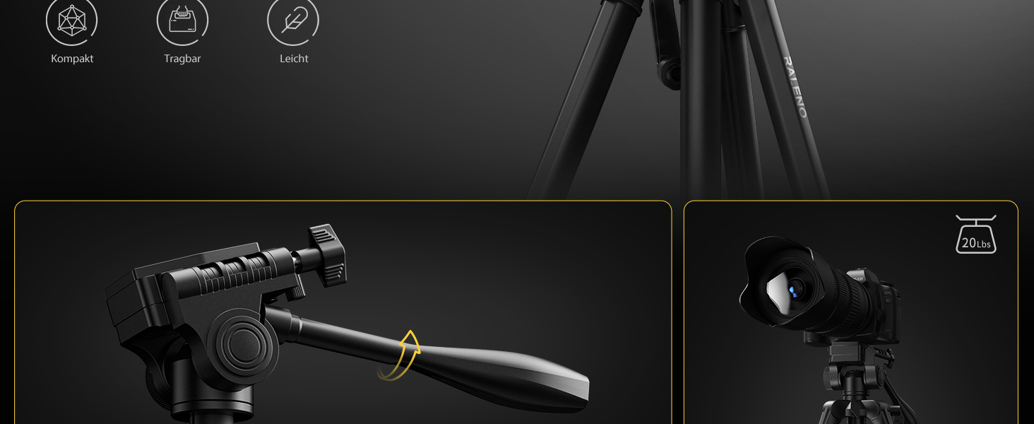 Штатив для камери RALENO Stabile, 152 см, з сумкою. Легкий та міцний штатив для професійних фотографів та відеозйомки з тримачем для телефону iPhone. Модель TP-40