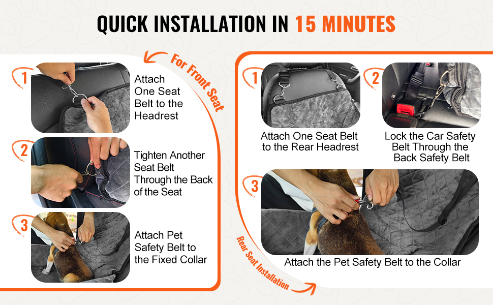 Автокрісло для собак VEVOR, підставка для собак у машину з кишенею для зберігання, страхувальний поводок, наповнювач з губки та PP-бавовни, автоліжко для собак маленьких та середніх порід до 18 кг