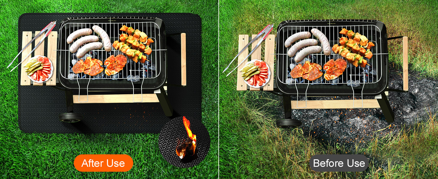 Вогнетривкий килимок підкладка 100х150 см зі скловолокна та силікону для гриля, каміна та барбекю, захисна підстилка для підлоги та газону