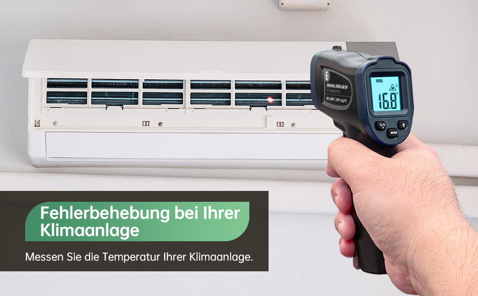 Інфрачервоний термометр ERICKHILL -50℃~600℃ безконтактний лазерний термометр з LCD-дисплеєм для приготування їжі/барбекю/морозильної камери/промисловості, чорно-синій (600℃ з термометром для м'яса)