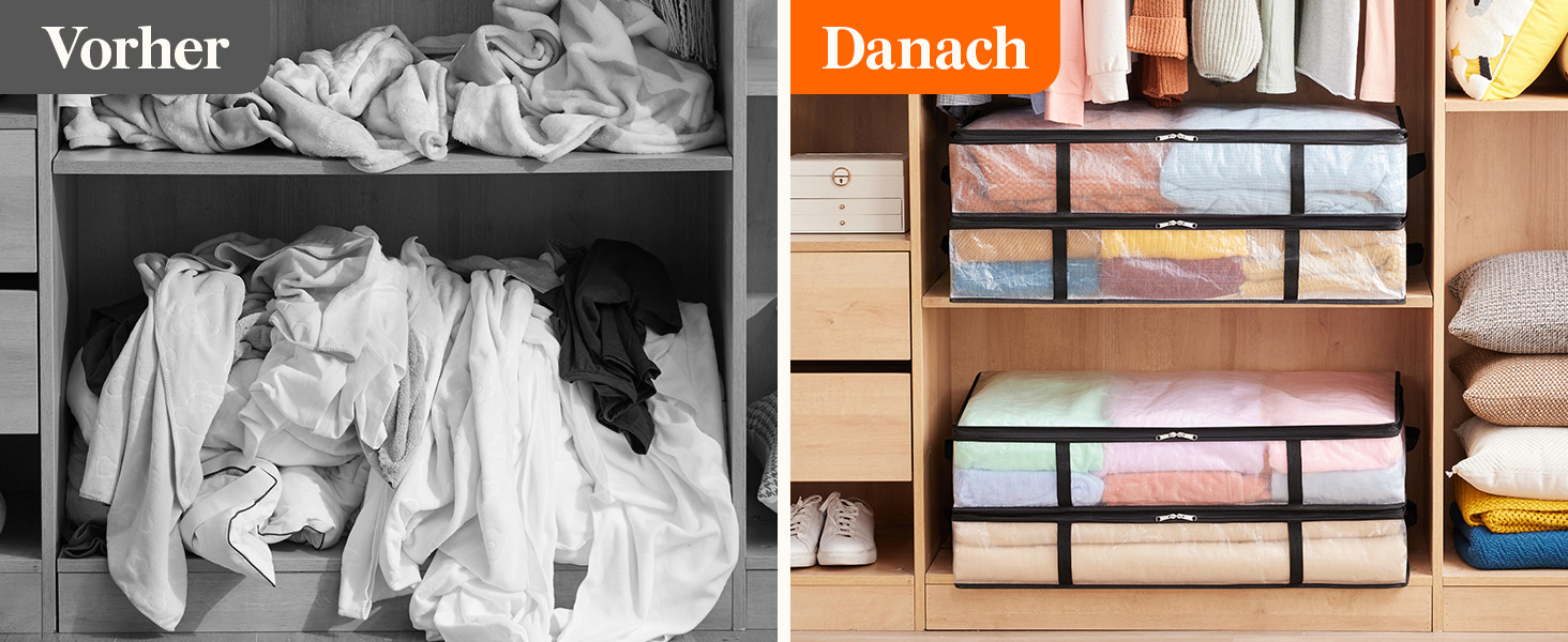 Органайзер для зберігання під ліжком Lifewit, 4 шт., 60л, прозорий, для ковдр, одягу, з посиленими ручками