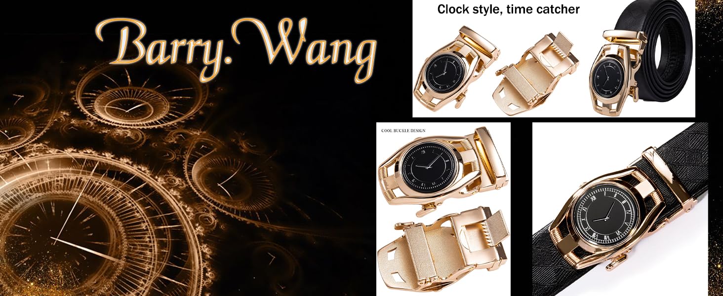 Чоловічий шкіряний ремінь Barry.Wang чорного кольору з автоматичною пряжкою (3 позиції), регульований бізнес-пояс, довжина 130 см, у подарунковій коробці