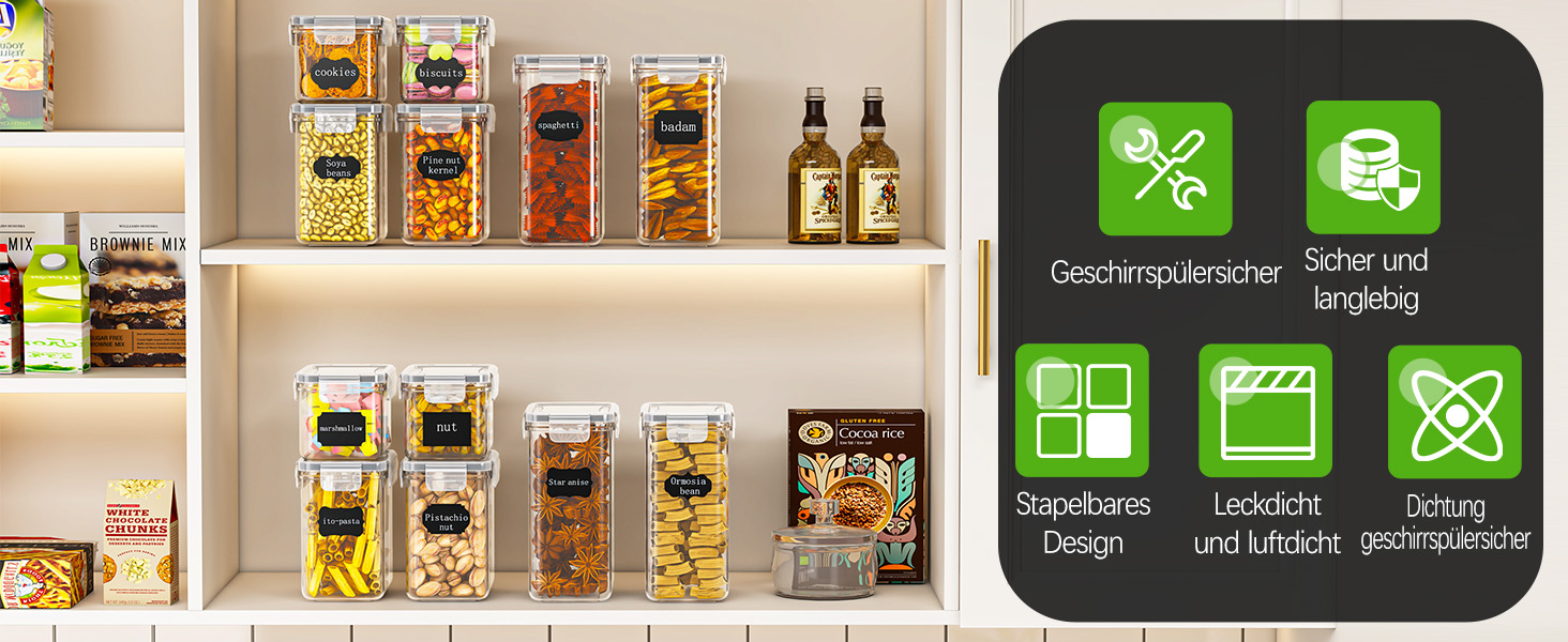 Набір з 24 герметичних контейнерів для зберігання продуктів та органайзер для холодильника, BPA-free, об'єм 42L, з етикетками