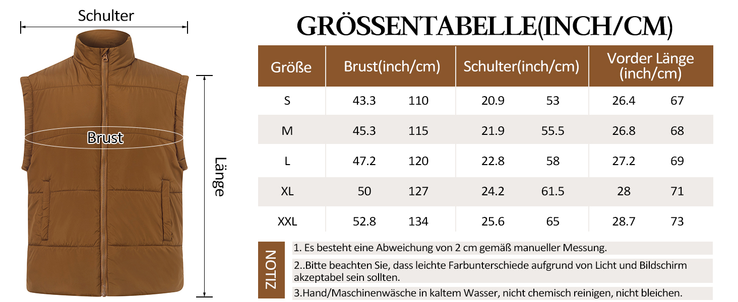Легка степкова жилетка Daen Weste з коміром-стійкою, без рукавів, для осені/зими/міжсезоння, для активного відпочинку, S-XXL (Коричневий, L)