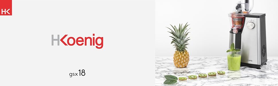 Вертикальний соковичавник H.Koenig Vitamin + BPA-free, 82 мм, 3 сита, сорбет, 400 Вт, сріблястий (GSX18)