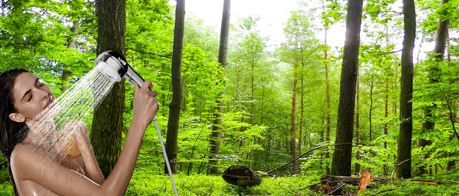 Портативна душ для кемпінгу Suewidfay з акумулятором 7600mAh, з насосом, дисплеєм та 2м шлангом. Мобільний душ для подорожей, саду та автомийки
