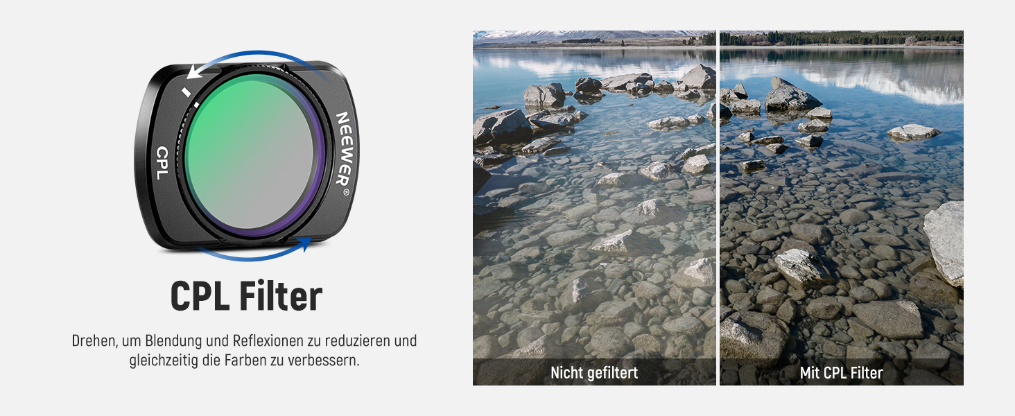 Набір фільтрів NEEWER CPL ND для DJI Osmo Pocket 3: полярний, ND16, ND64, ND256. Магнітні, з багатошаровим покриттям, комплект з 2 серветками для чищення.
