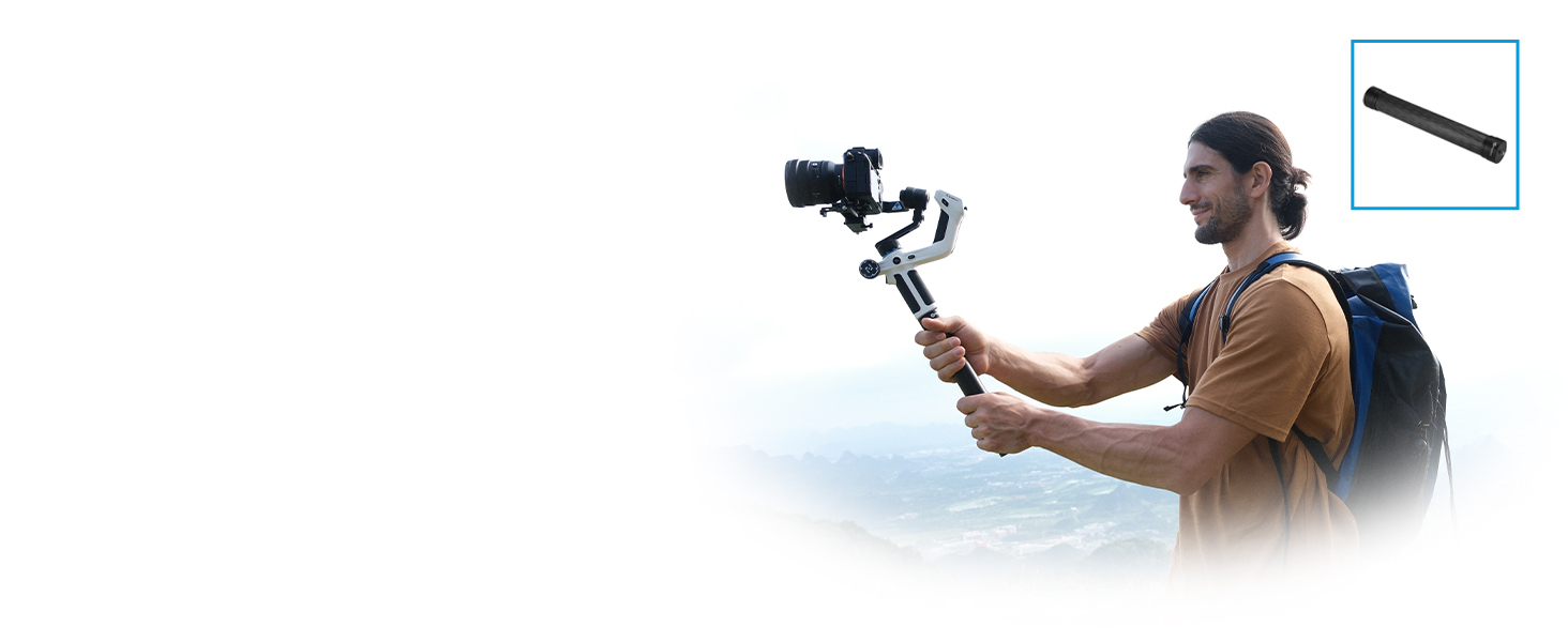 Feiyu SCORP Mini 2 Kit - Стабілізатор для бездзеркальних камер/Action-камер/iPhone/Samsung, Ручний 3-осьовий гiмбал з сумкою, світлом для селфі та подовжувачем. Чорний та білий кольори