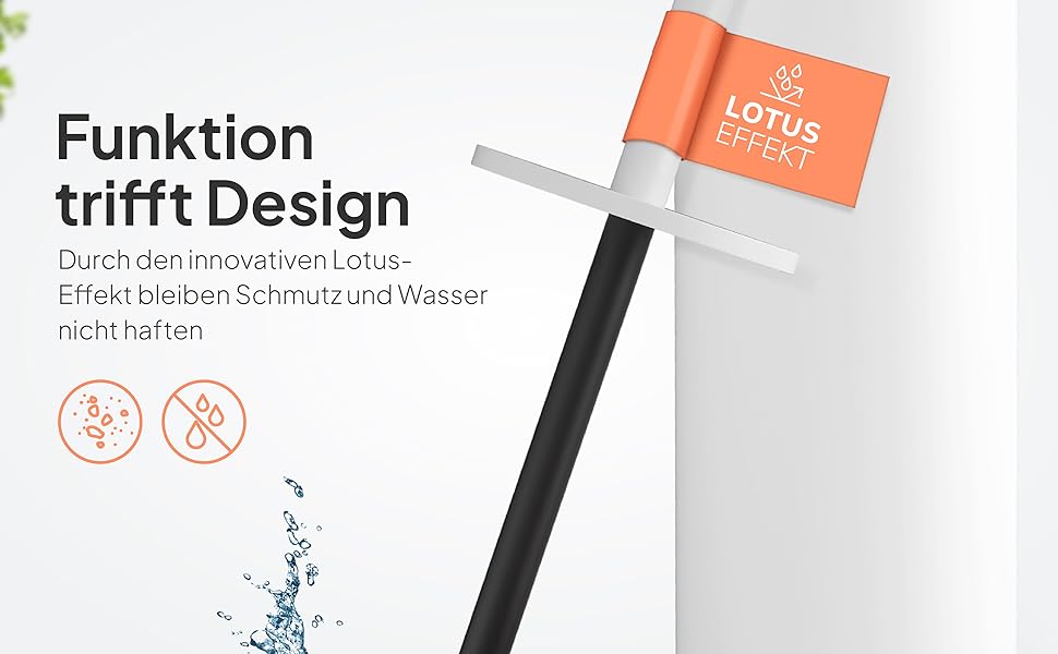 Набір для чищення унітазу TORBING Design з нержавіючої сталі - якісна щітка з закритим тримачем, силіконова щітка з ефектом лотоса, сучасний дизайн, елегантні кольори, подовжений ручка (Матовий перлинний білий)