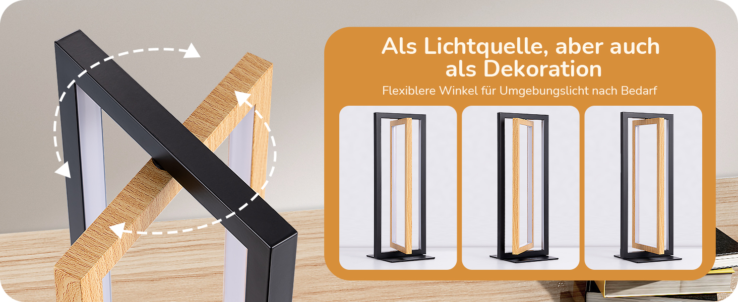 LED настільна лампа EDISHINE з дерева, торкання, димування, пам'ять, 3 кольори, 350 люмен, для вітальні, офісу, подарунок, сучасний стиль