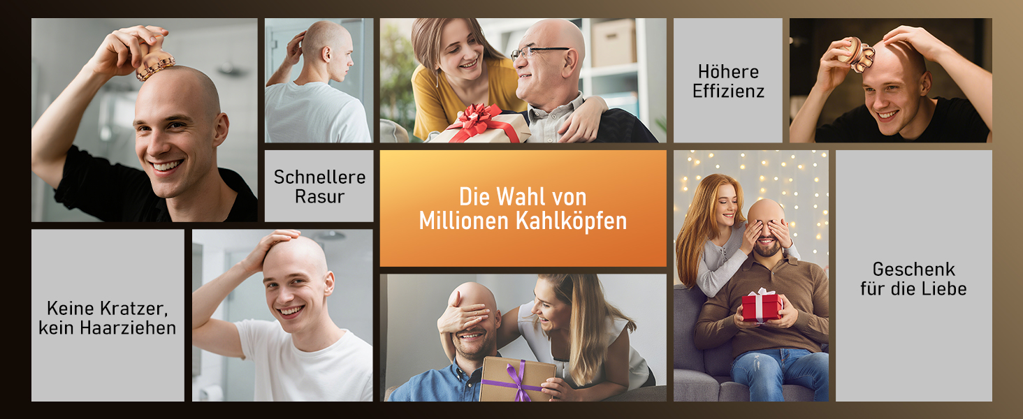 Професійний електричний стайлер для гоління голови 7D PRO Glatzen Rasierer для чоловіків. Водонепроникний (IPX6), з плаваючою головкою, акумулятор 1400mAh, швидкість 8800RPM, золота головка, USB-C, 0 мм