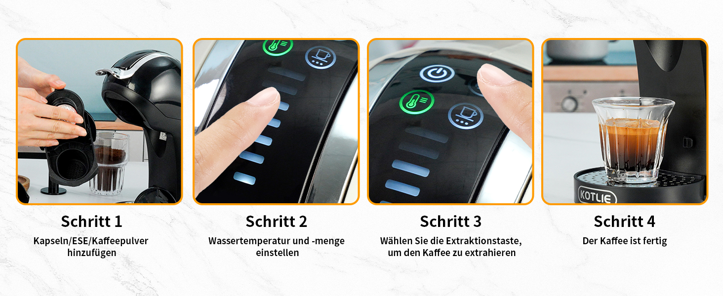 Кавомашина KOTLIE 5-в-1 для капсул, меленої кави та ESE (44 мм), чорна (EM-308A)
