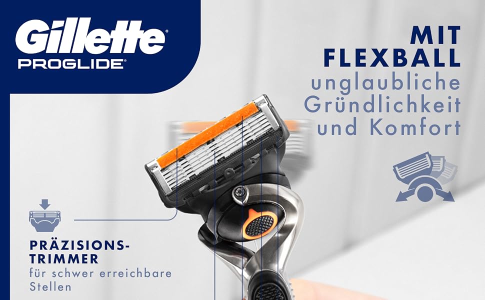Бритва Gillette Fusion 5 ProGlide для чоловіків, металевий корпус, синьо-чорна, набір: бритва + 12 змінних касет