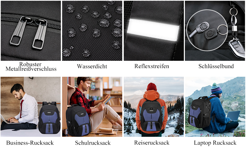 Жіночий рюкзак LIWAG 50L, водонепроникний, з відділенням для ноутбука 17 дюймів, USB-порт, антикрадійний, для роботи, подорожей, школи (блакитний)